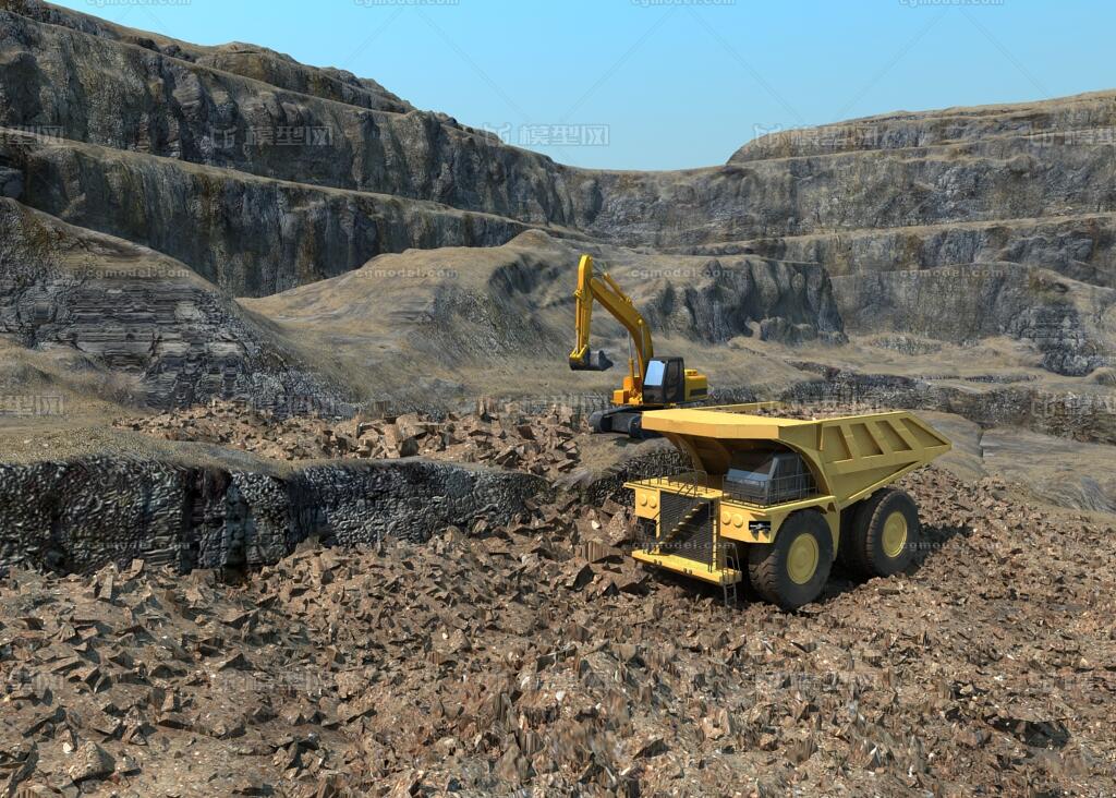 礦山施工工地 從土石開(kāi)采到礦石加工的完整模型